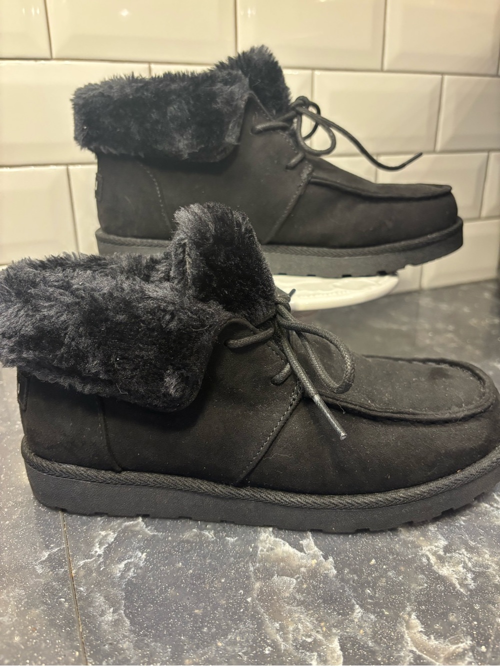 Cozy Faux-Fur Black Women's Moccasin Boots